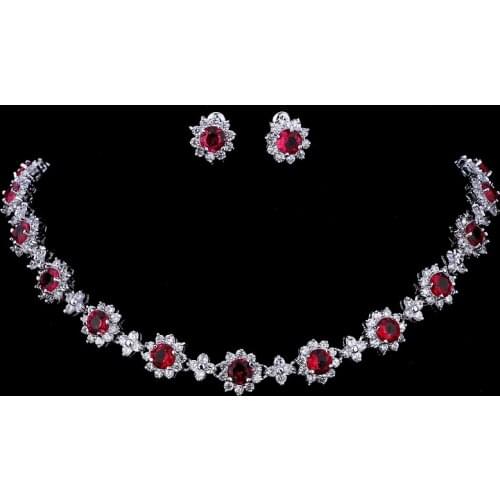 Emmaya Luxury Cubic Zircon Crystal Bridal Jewelry Sets Necklace Earrings Sets for Women Wedding Party Jewelry