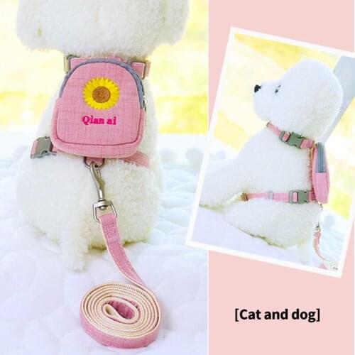 Harness Small Dogs Personalized Korean Embroidered Pets Backpack Teddy Bichon Leashs For Cats Breast Straps Chihuahua Pitbull