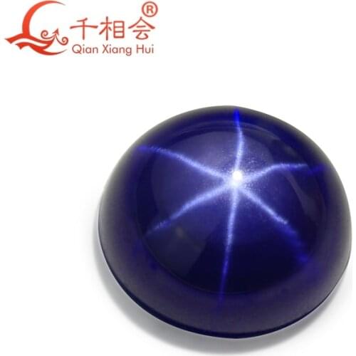 Artificial star sapphire blue color flat back cabochon round shape loose gem stone