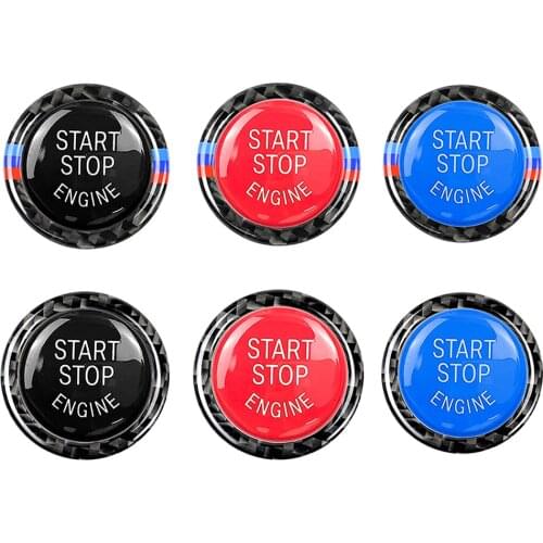 Engine Start Stop Button Replace Cover + Carbon Fiber Ignition Switch Trim Ring Sticker For BMW E90 E92 E93 320i Car Interior St