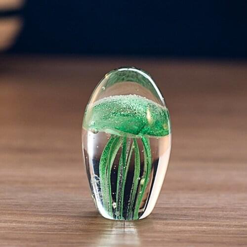 Creativity Crystal Glow Jellyfish Desktop Glass Figurines Aquarium Ornaments Decoration For Wedding Home Party Miniature Gifts