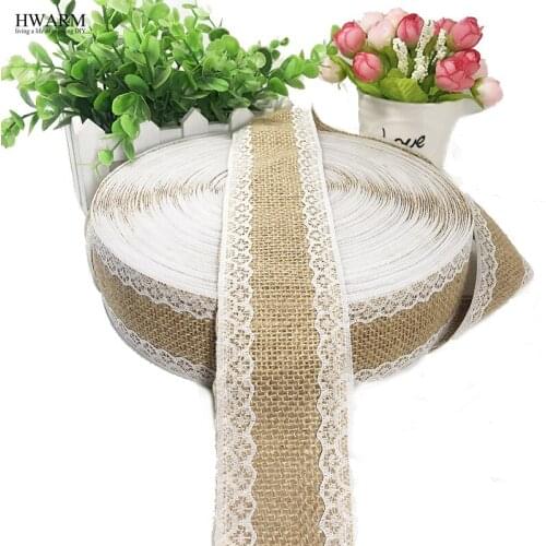 20yard 5.5cm Linen Lace Fabric Ribbon DIY Wedding Decoration Christmas Bow Accessories Happy New Year Housewear Furnishings Sew