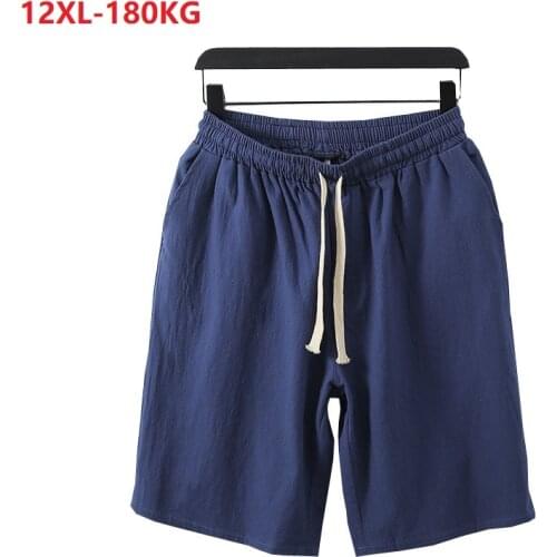 Summer big sales linen shorts Japan style men plus size shorts 8XL 9XL 10XL 11XL 12XL oversize vintage loose navy blue black 70