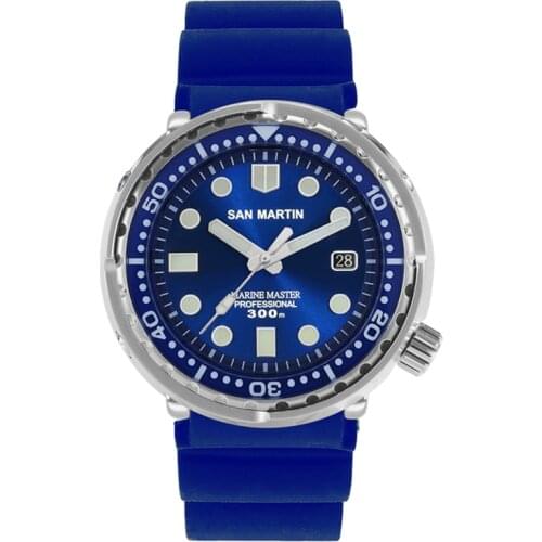 San Martin Men Diver Watch Tuna Automatic Wristwatch Sapphire 300M Waterproof Luminous Ceramic Bezel NH35 Enamel Sunray Dial