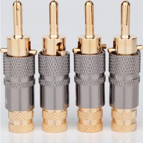 New Brass Nakamichi Banana Plug with Lock 10mm Red And White Speaker Amplifier Connector Speaker Cable banana plug