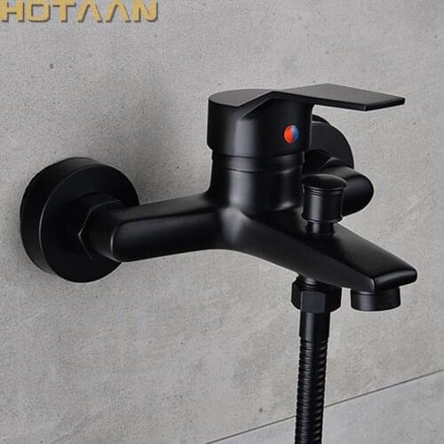 Free shipping Black Finish New Wall Mounted shower faucet Bathroom Bathtub Handheld Shower Tap Mixer Faucet YT-5339-H