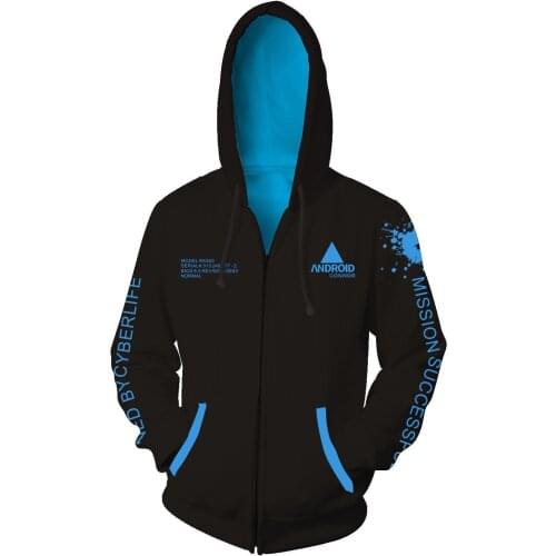 New Game Detroit: Become Human Connor Kara Hoodie Sweatshirt Cosplay Zip Up Coat Jacket