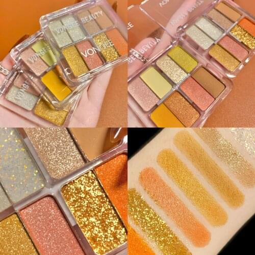 New Arrival 8 Colors Matte Glitter Yellow Glod Eyeshadow Palette Long lasting Shimmer and shine Eye shadow Neon Eye Pigements