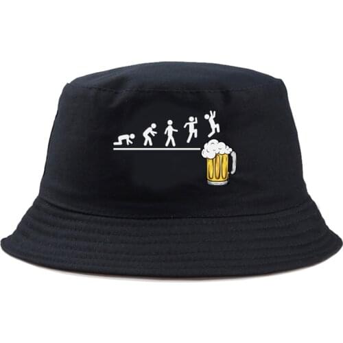 Unisex Beer Print Bucket Hat CARTOON Fishing Outdoor Panama hip hop Cap Mens Summer For fisherman hat women