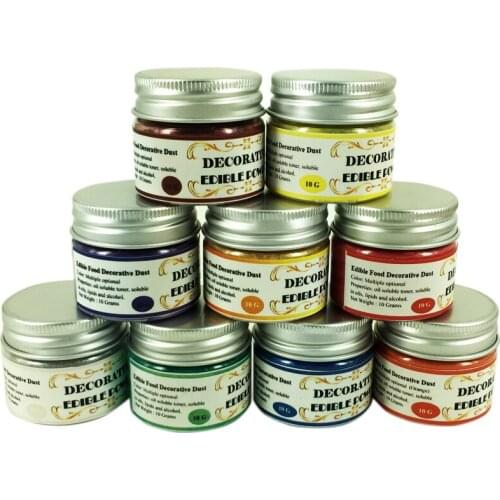 10 Colors 10 Grams per Color Edible Food Pigment Powder for decorating Chocolate Fondant Cake Arts Food decoration Dust