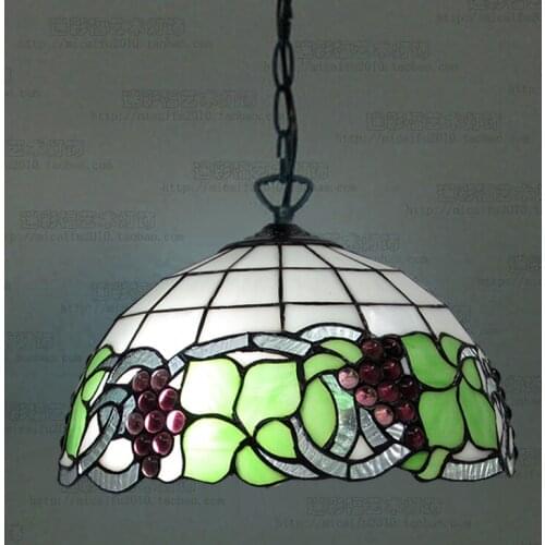 12inch Tiffany grape Stained Glass Suspended Luminaire E27 110-240V Chain Pendant lights for Home Parlor Dining Room