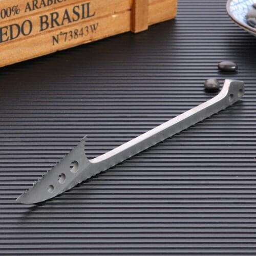 Practical Fishing Gear Tool Stainless Steel Fish Scaler Harpoon Multi-functional EDC Survival Gadgets with K Plate Sheath