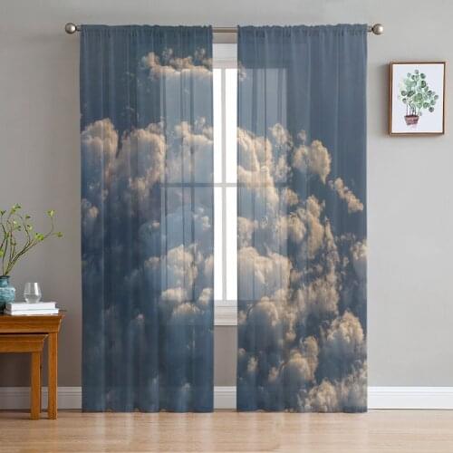 Bedroom Sheer Curtains Sky Clouds Blue Living Room Kitchen Window Curtains Garden Terrace Balcony Bedroom Sheer Curtains