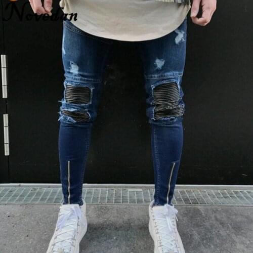 New Kanye West Black Ripped Jeans Men With Holes Denim Super Skinny Brand Slim Fit Push Up Jean Pants Plus Size Biker Jeans