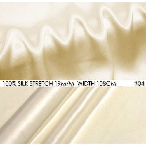 SILK STRETCH SATIN Fabric 19mm Width 42"-108cmNatural Silk Fabric Lycra Fabric Factory Wholesale 5Meters/Lot champagne NO 04