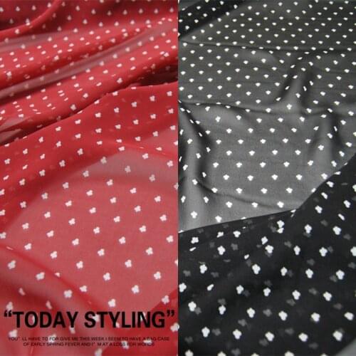 LEO&LIN 2-Color Poker Polka Dot Silk Georgette Chiffon Clothing Fabric DIY Patchwork Tissue