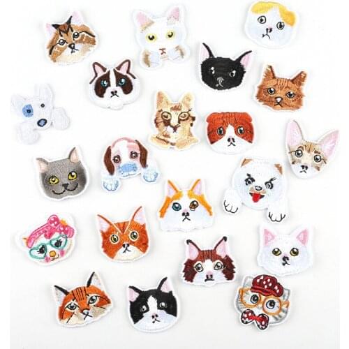 Cute Home Pet Animal Cat Dog Head Badge Children Jacket Pant Backpack Shoes Diy Iron on Patch Accessory