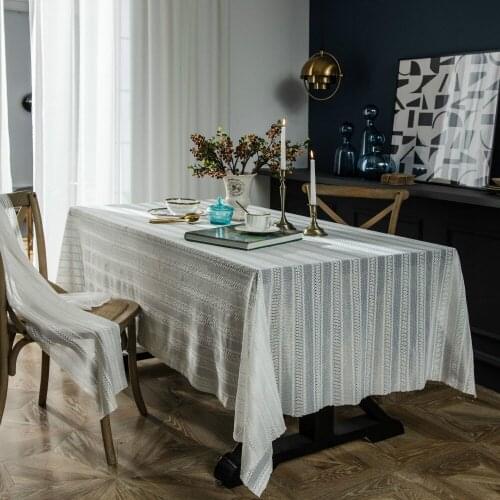 French Retro White Lace Tablecloth Household Rectangular Coffee Table Cover Towel Cloth Tablecloth Ins Hollow Tablecloth