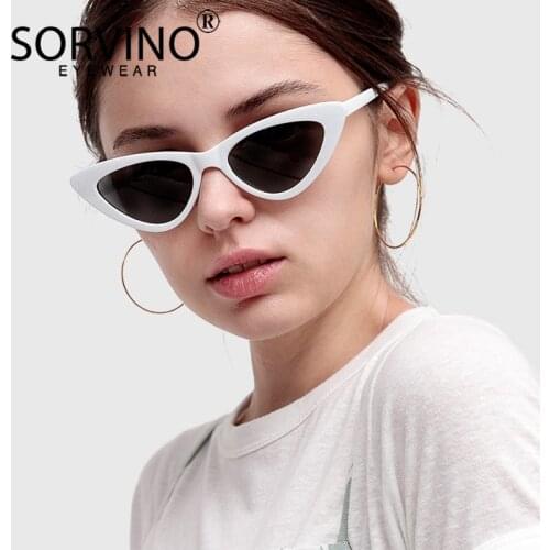 Sorvino 90s Retro Polarized Small Cat Eye Sunglasses Women Brand Designer Vintage Red White Rave Cateye Sun Glasses Shades SP165