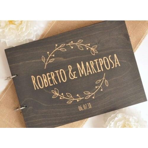Wedding Wooden Memory Album,Personalized Rustic Wedding Guest Book Alternative,Custom Wooden Engraved Wedding Album,Customized