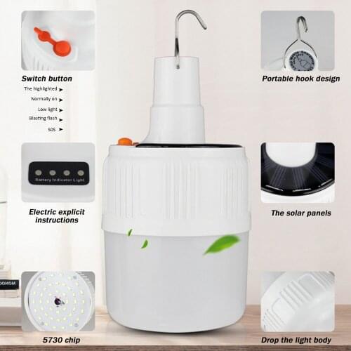 3D Solar Light Charging LED Bulb Energy-saving Bulb Light Night Market Lamp Mobile Outdoor Camping Power Outage Emergency Lamp