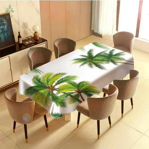 Tropical Coconut Palm Tree Paradise Plants Leav Tablecloth Dinning Decor