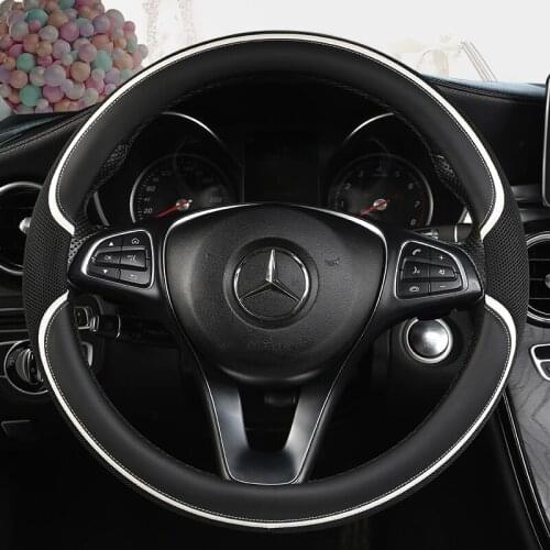 Universal Car PU Leather Steering-Wheel Covers Anti-slip Skidproof Durable 38CM/15" Dynamic Fibre Handmade Steering Wheel Cover