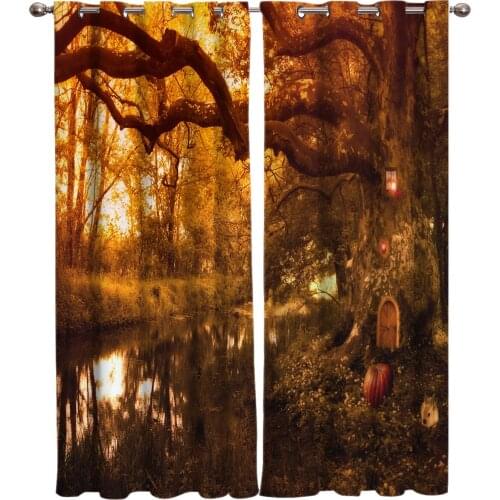 Woods Forest Dusk Rivers Streams Printing Curtains Living Room Bedroom Curtain Necessary Home Decoration Kids Window Drapes