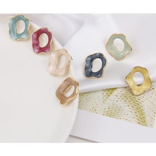 6pcs European American Fashion New Earrings Wave Pattern Irregular Hollow Ear Stud Earrings For Women 2019 Jewelry Accessories