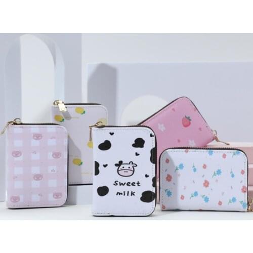 Ladies Coin Purse Card Case Ladies Luxury Credit Card ID Bank Card Card Case PU Leather Short Card Case Gift Box Zipper