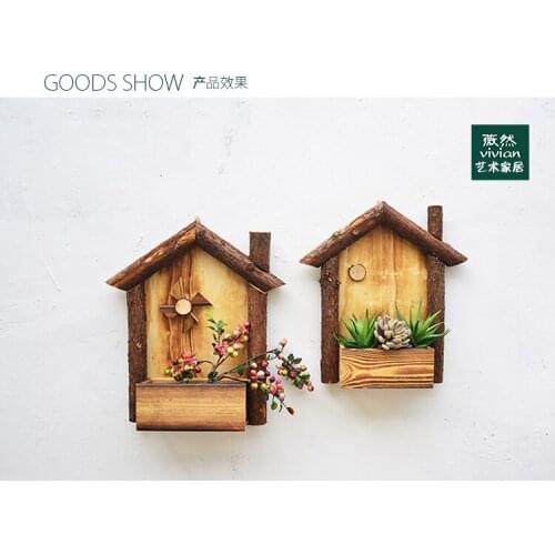 1 pcs Farmhouse style pine wood retro wooden hanging flower basket flower pot creative home decorations