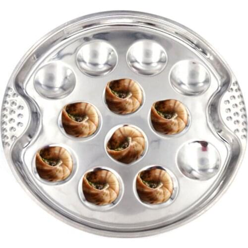 12 Holes Snail Dish Stainless Steel Escargot Plate Heat Resistant Mushroom Seafood Scargot Holder Serving Dish Cooking Tool