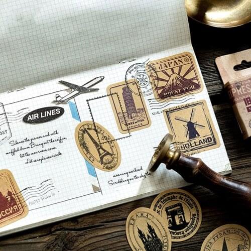 46pcs/box Vintage Travel DIY Diary Stickers Paper Lables Gifts Packaging Decor