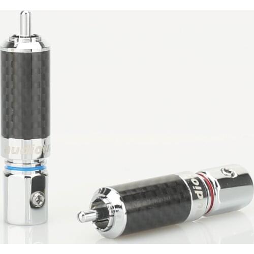 4xAudiocrast Rhodium Plated Carbon Fiber RCA Plug Solder Connector For Interconnect Cable