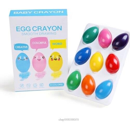 9 Colors Solid Egg Shape Crayons Non Toxic Washable Painting Drawing Wax for Baby Kids Art Supplies Mar03 21 Dropship