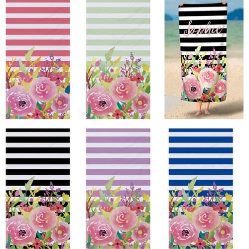 75*150cm Absorbent Microfiber Large Beach Towel for Adult FlowerPrinted Women Swimwear Beach Cover Bathroom Big Bath Towel Mats