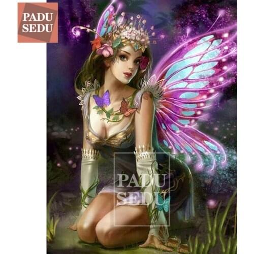 Diamond Painting Full Set Square Cross Stitch Purple Butterfly Elf Handwork Hobby Gift Diamond Embroidery Sale Bead Picture Kits