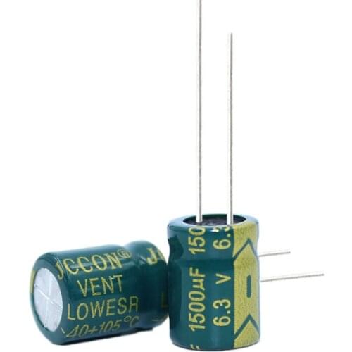 10pcs High frequency low resistance aluminum electrolytic capacitor 6.3v1500uf 1500uf6.3v volume: 10x13