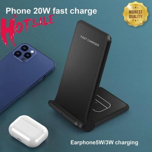 15W Qi Fast Wireless Charger Stand For IPhone 11 XR X 8 Apple 2 In 1 Foldable Charging Dock Station For Airpods Pro