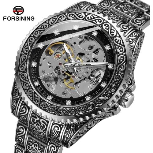 Forsining Top Brand Fashion Business Mechanical Watch Silver Self-winding Watches Tourbillon Design Waterproof Luminous Clock