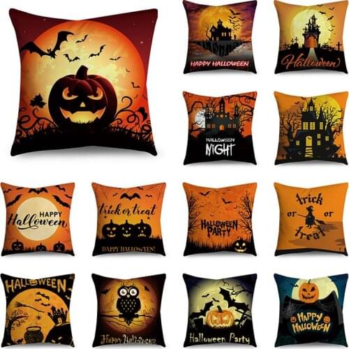 Halloween cartoon pumpkin haunted house Cushion Cover Floral Pillow Case For Car Sofa Decor Pillowcase Home Pillows 45cm x 45cm