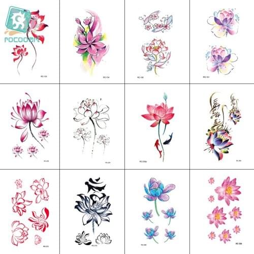 Rocooart 12Pcs Wholesale 105x60mm Beauty Flower Body Back Decoration Temporary Tatuajes Sticker For Female Sexy Art Tattoo