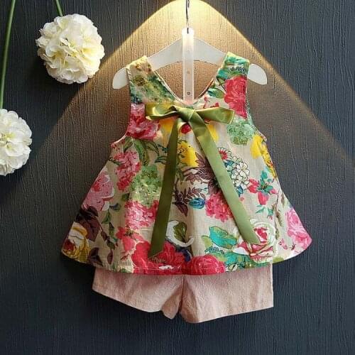 Kids Baby Girl Princess Sets Children Clothes Floral Sleeveless Shirt + Pants Two Peices Suits 2018 Summer Infant Vest Suit