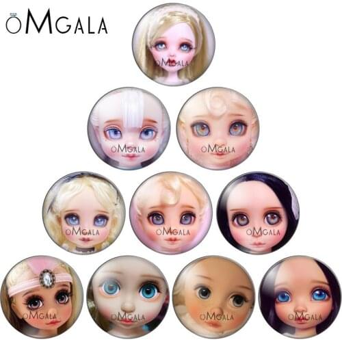 New Cute Doll Face pictures 10pcs 12mm/14mm/18mm20mm//25mm Round photo glass cabochon demo flat back Making findings