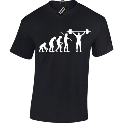 Evolution of Weightlifter Men T-Shirt Funny Weights Gym Training Top Fit 3D Tops Casual Street Wear Cross Fit Dress T Shirt