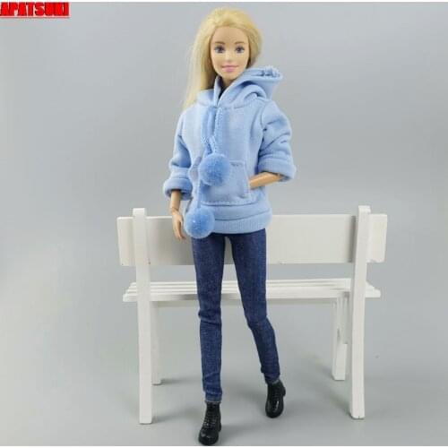 Blue Hoodie For Barbie Doll Outfits Sweatshirt Daily Wear Clothes For Blythe 1/6 BJD Dolls Accessories Kids & Baby DIY Toys