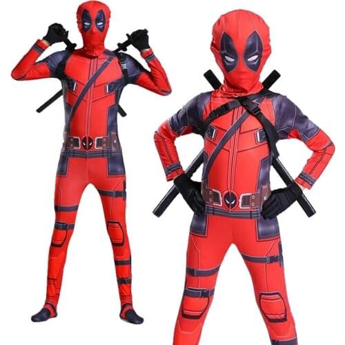 Movie quality childrens costume adult superhero Christmas spandex one-piece party Halloween cosplay costume with sword gloves