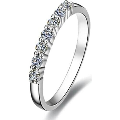 Test Positive 0.23Ct Lab Grown Moissanite Diamond Band Ring Solid 18K White Gold Wedding Ring for Women