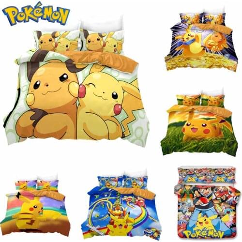 Original Pokemon Bedding Set Quilt Cover Anime Pikachu 3D Cartoon Printed Bed Spead Child Kid Bedroom Cover Household Items