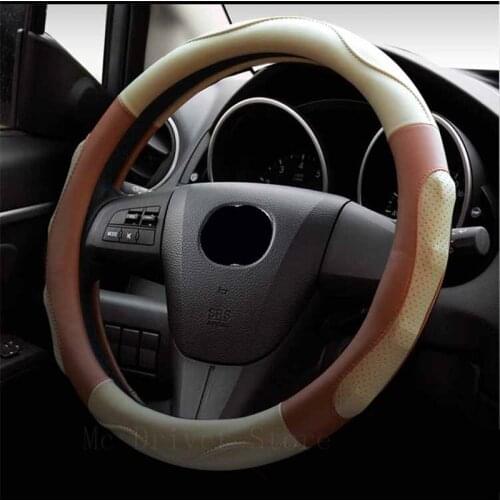 Car steering-wheel 37/38cm Hand-stitched Stitching Leather Protection Luxury Steering Cover Fit For Most Cars Styling Universal